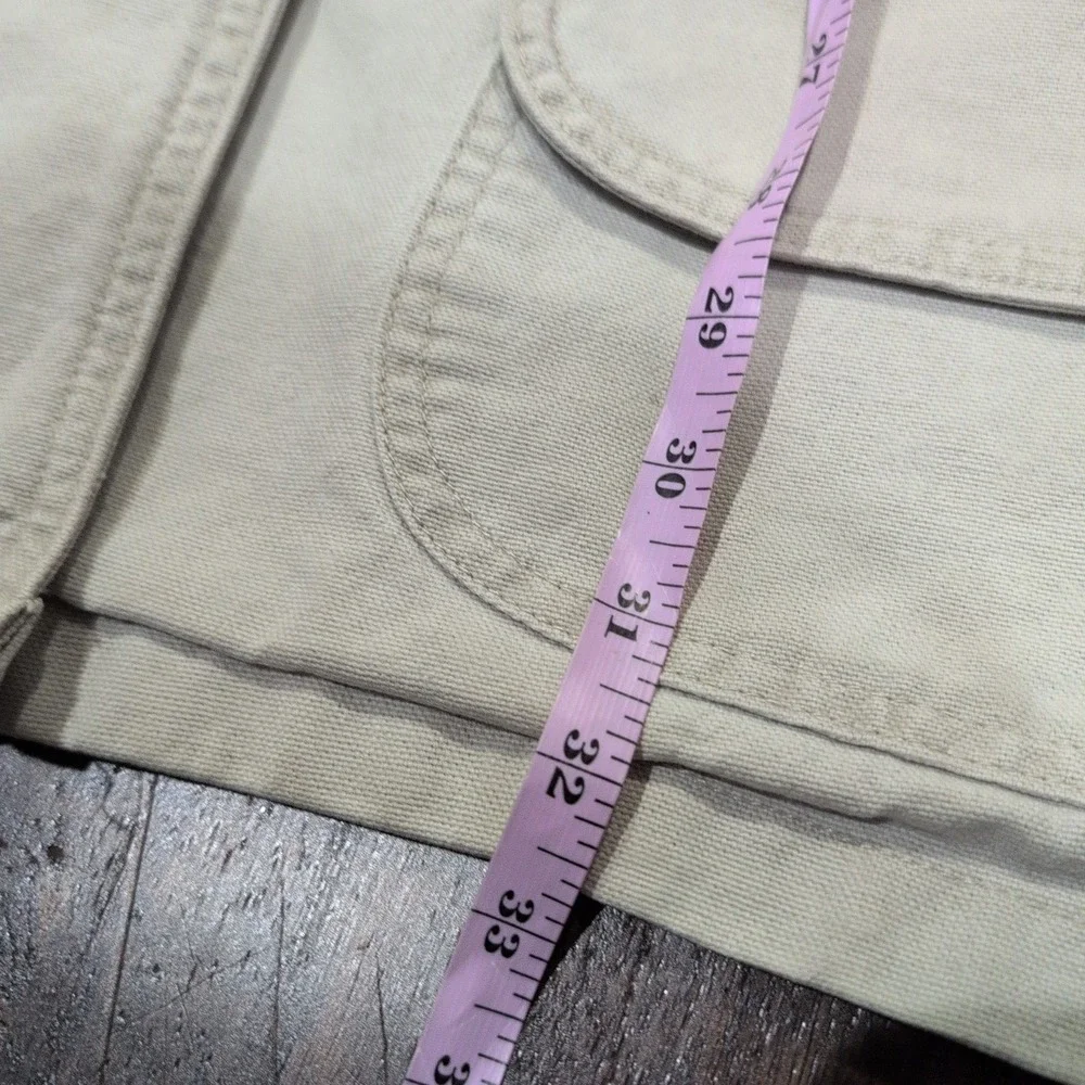 Vintage LL Bean Tan Canvas Field Jacket Men's 2XL‎ Corduroy Collar Snap Workwear